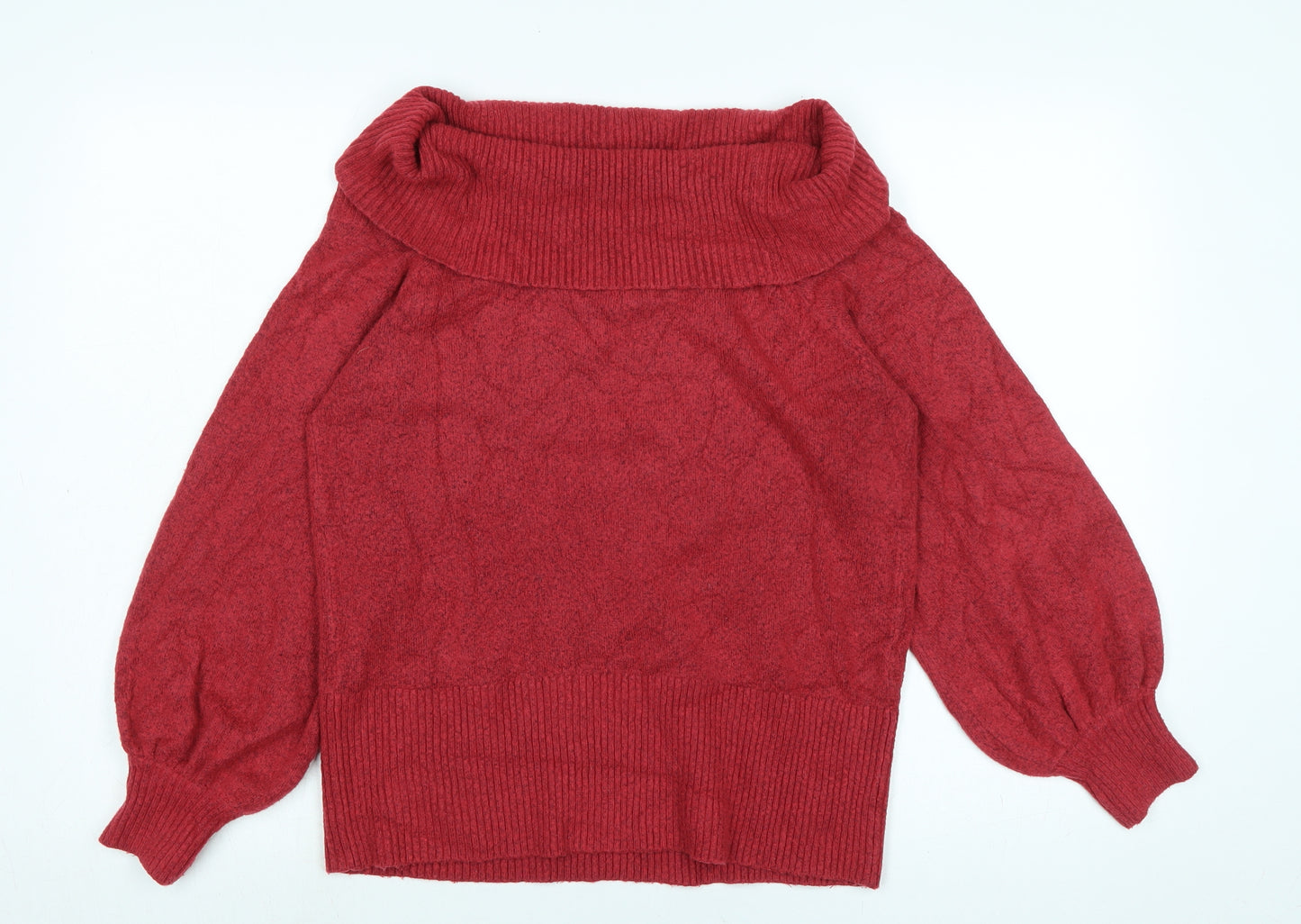 River Island Womens Red Cowl Neck Acrylic Pullover Jumper Size M