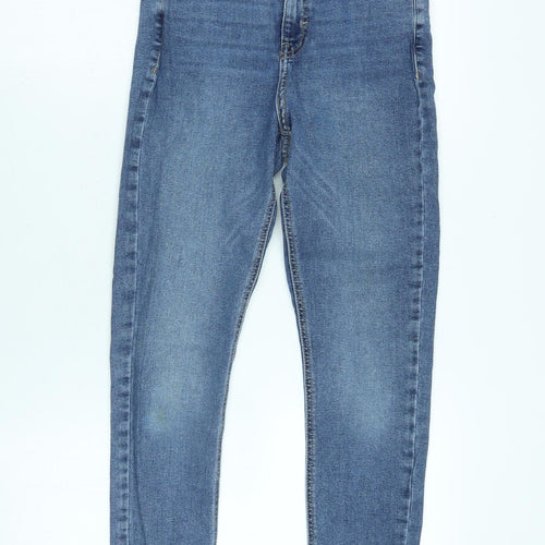 Topshop Womens Blue Cotton Blend Tapered Jeans Size 28 in L30 in Regular Zip