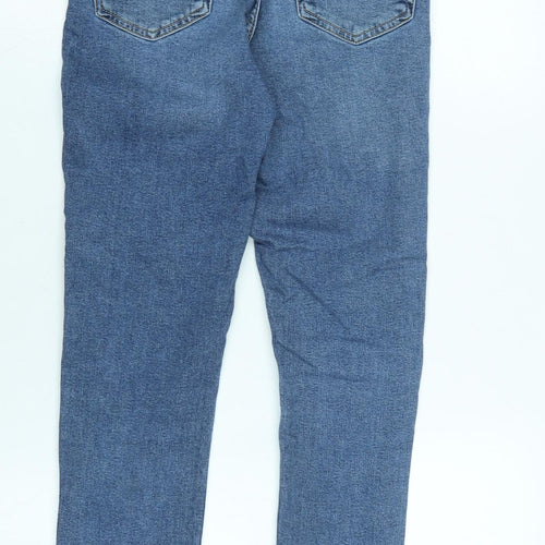 Topshop Womens Blue Cotton Blend Tapered Jeans Size 28 in L30 in Regular Zip