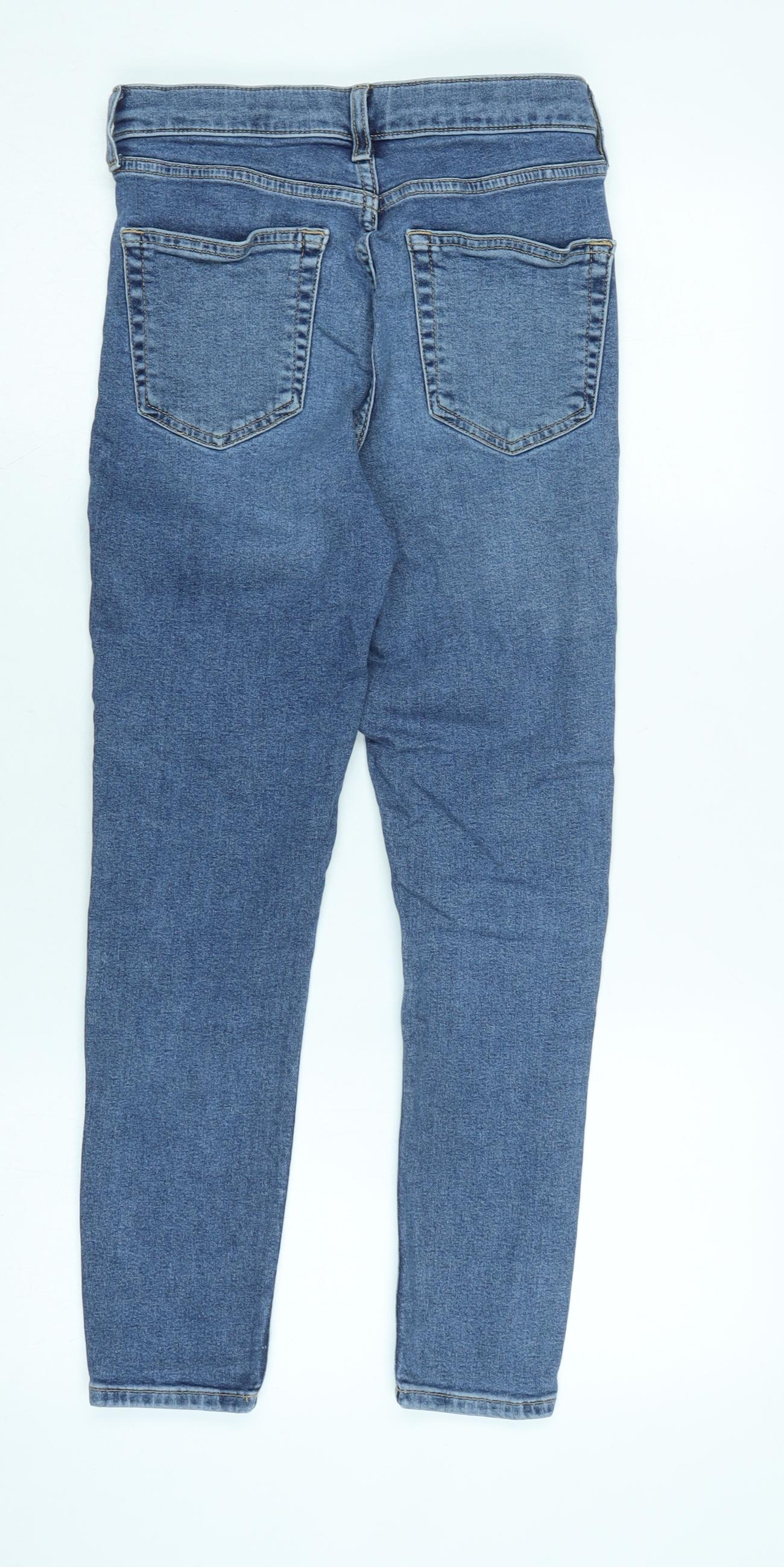 Topshop Womens Blue Cotton Blend Tapered Jeans Size 28 in L30 in Regular Zip