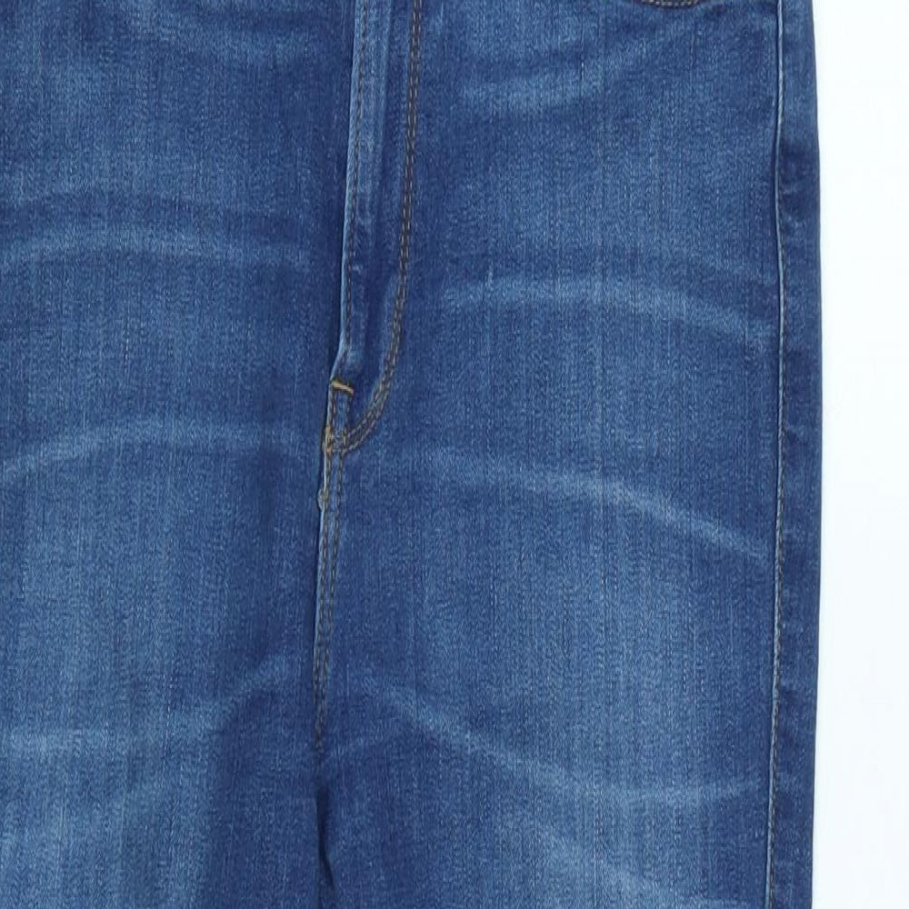 Lee Womens Blue Cotton Blend Tapered Jeans Size 28 in L25 in Regular Zip - Raw Hem