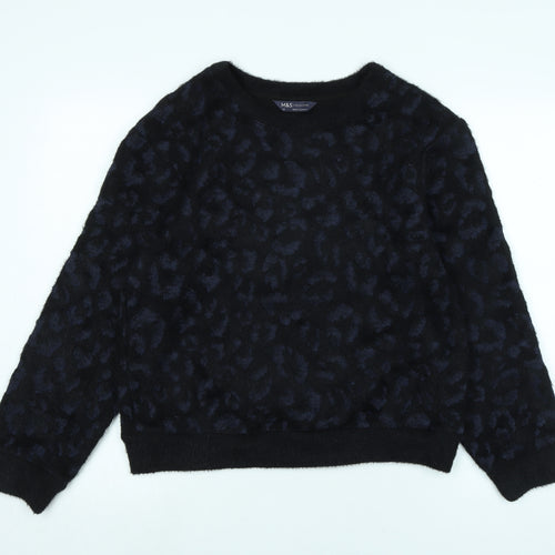 Marks and Spencer Womens Black Crew Neck Polyester Pullover Jumper Size XS