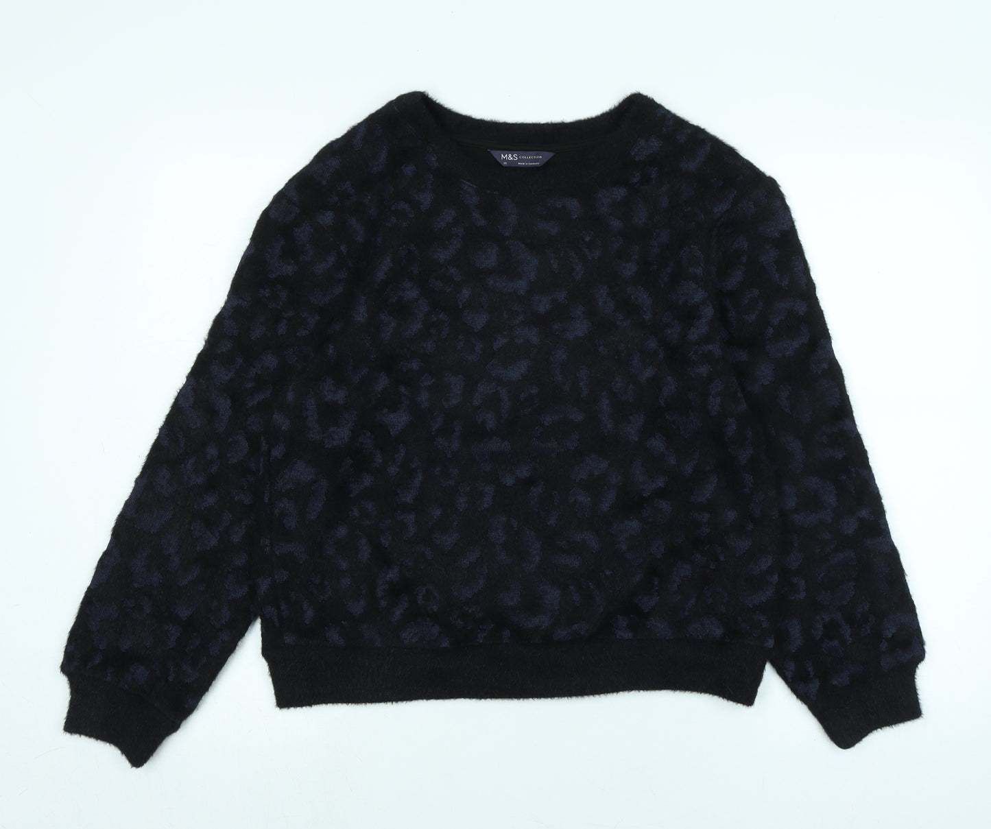 Marks and Spencer Womens Black Crew Neck Polyester Pullover Jumper Size XS