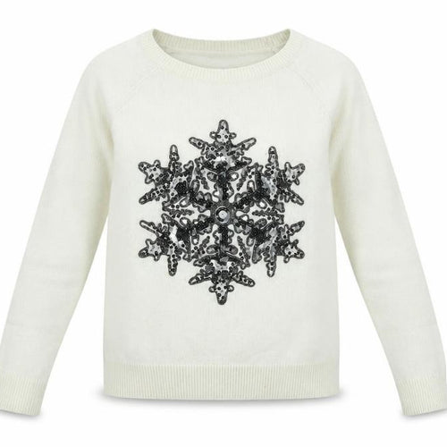 H&M Womens Ivory Crew Neck Acrylic Pullover Jumper Size M - Sequin star detail to front