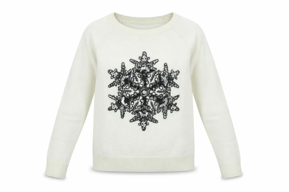 H&M Womens Ivory Crew Neck Acrylic Pullover Jumper Size M - Sequin star detail to front