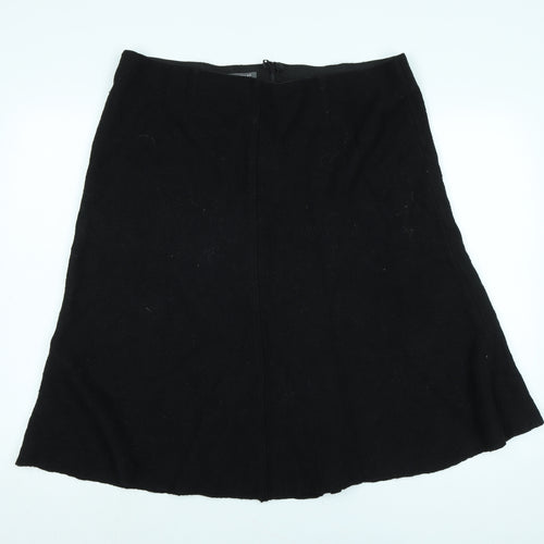 Laura Ashley Womens Black Viscose Flare Skirt Size 18 Zip