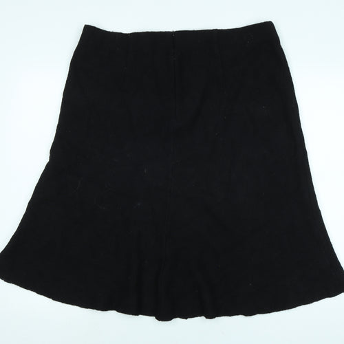 Laura Ashley Womens Black Viscose Flare Skirt Size 18 Zip