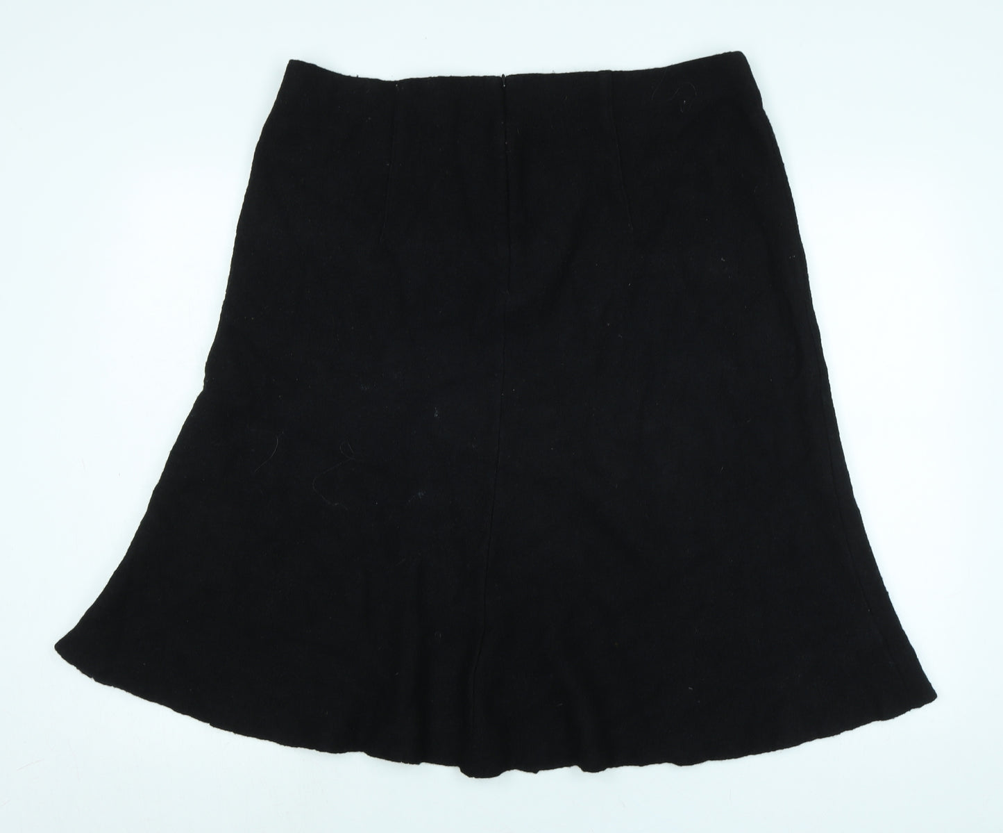 Laura Ashley Womens Black Viscose Flare Skirt Size 18 Zip