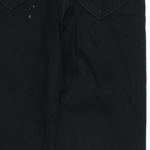 Marks and Spencer Mens Black Cotton Blend Straight Jeans Size 32 in L33 in Regular Zip