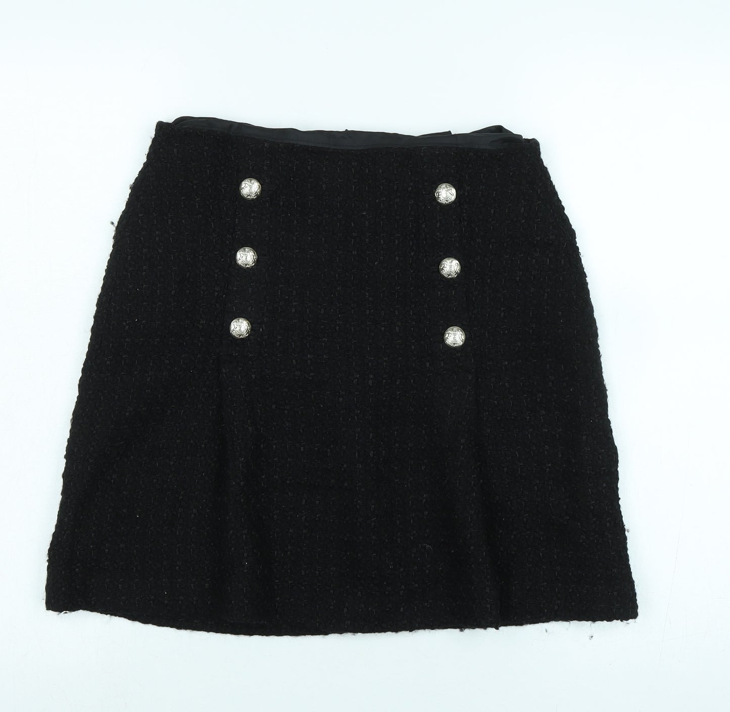 Marks and Spencer Womens Black Polyester A-Line Skirt Size 10 Zip