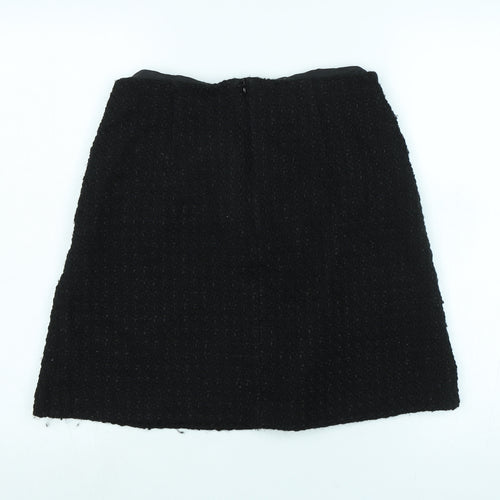 Marks and Spencer Womens Black Polyester A-Line Skirt Size 10 Zip