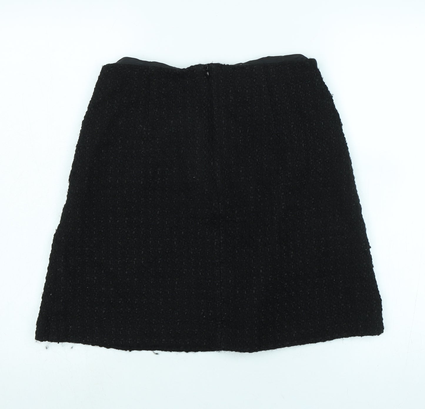 Marks and Spencer Womens Black Polyester A-Line Skirt Size 10 Zip