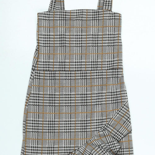 Quiz Womens Multicoloured Check Polyester Pinafore/Dungaree Dress Size 6 Square Neck