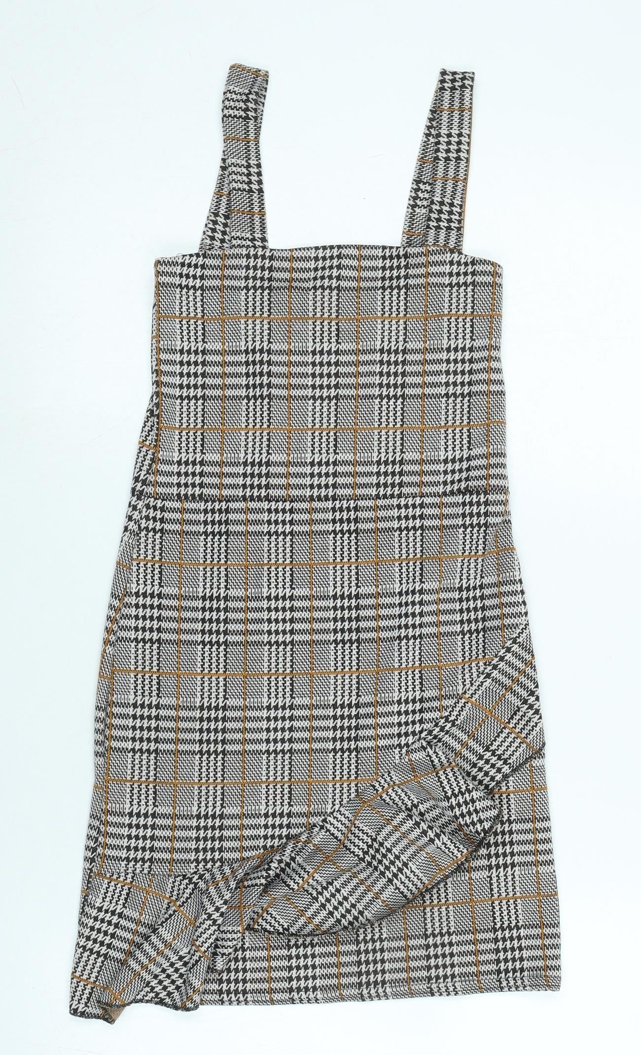 Quiz Womens Multicoloured Check Polyester Pinafore/Dungaree Dress Size 6 Square Neck