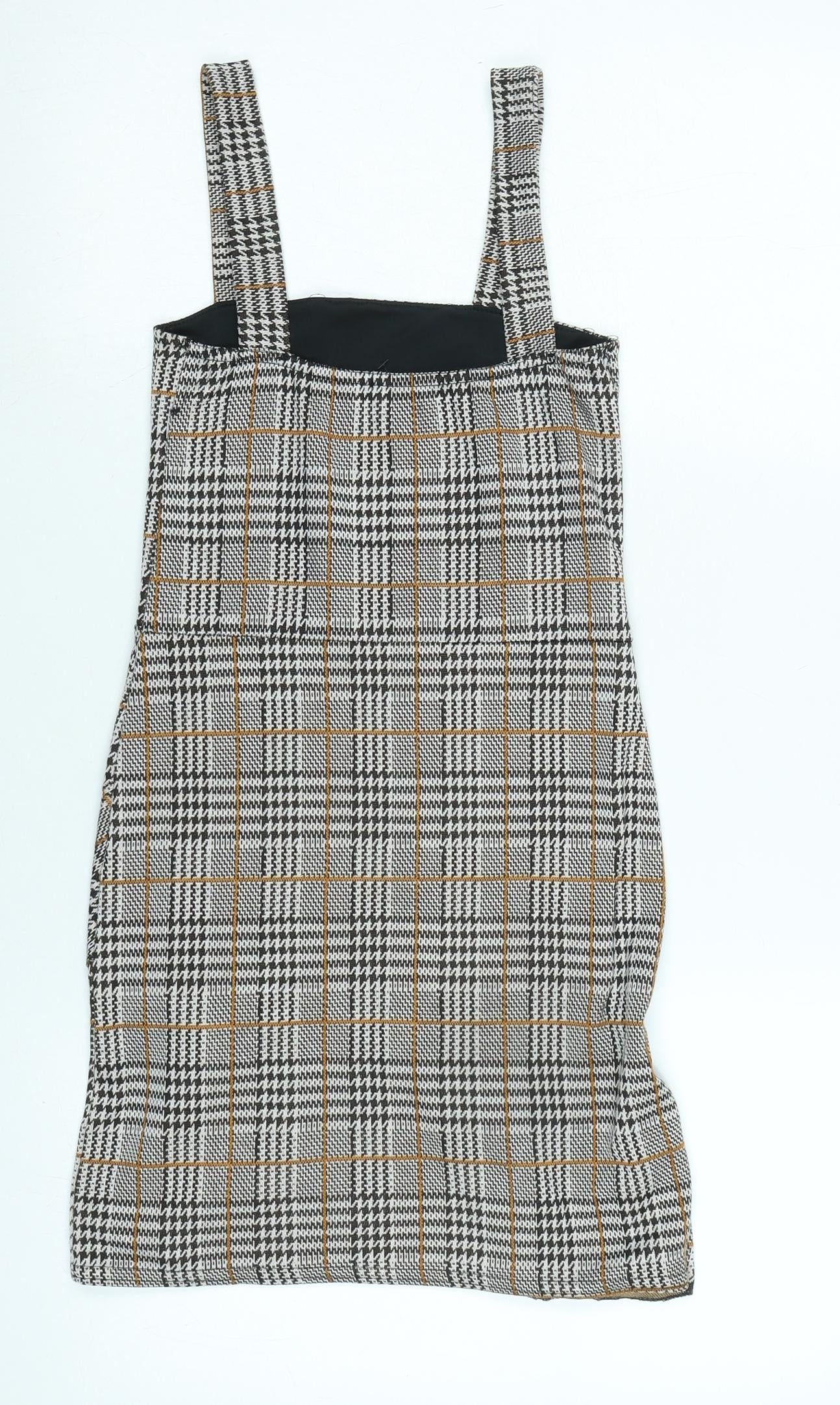 Quiz Womens Multicoloured Check Polyester Pinafore/Dungaree Dress Size 6 Square Neck