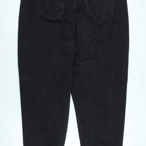 NEXT Womens Black Cotton Blend Tapered Jeans Size 16 L27 in Regular Zip