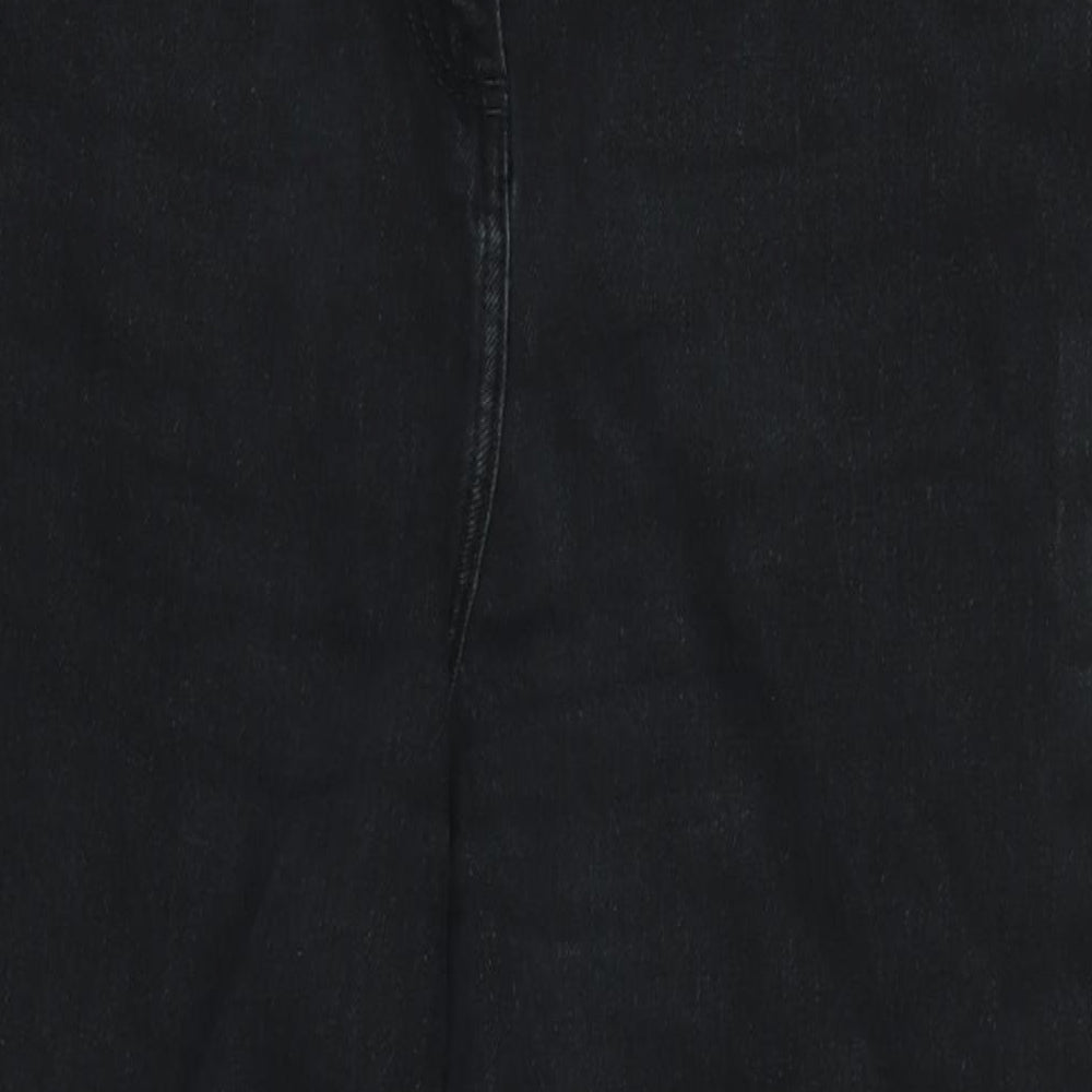 NEXT Womens Black Cotton Blend Tapered Jeans Size 16 L27 in Regular Zip