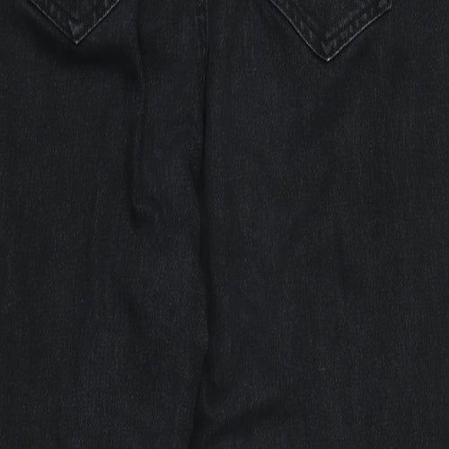 NEXT Womens Black Cotton Blend Tapered Jeans Size 16 L27 in Regular Zip