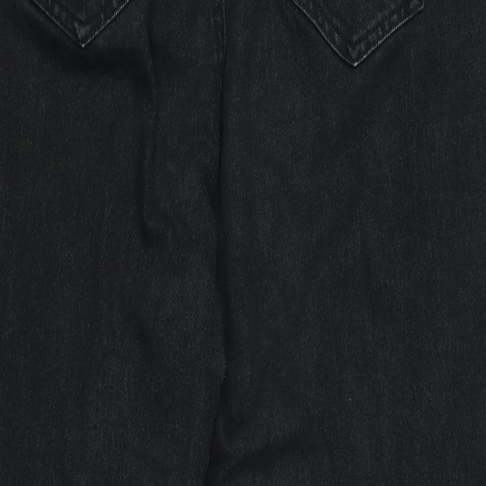 NEXT Womens Black Cotton Blend Tapered Jeans Size 16 L27 in Regular Zip