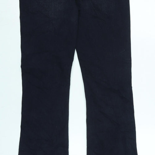 Marks and Spencer Womens Blue Cotton Blend Flared Jeans Size 8 L32 in Regular Zip