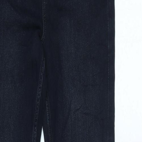 Marks and Spencer Womens Blue Cotton Blend Flared Jeans Size 8 L32 in Regular Zip