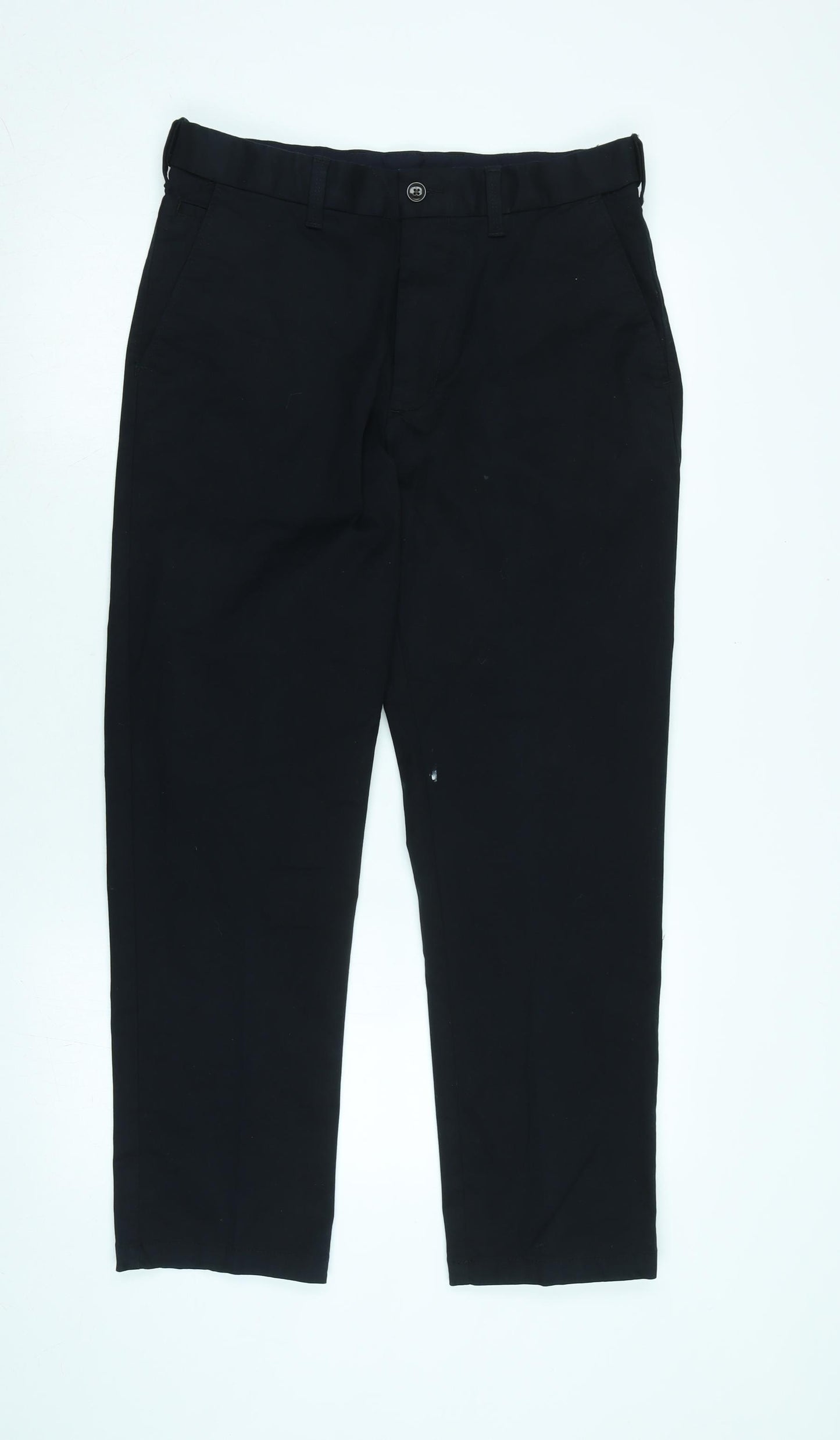 Marks and Spencer Mens Blue Cotton Trousers Size 32 in L29 in Regular Zip