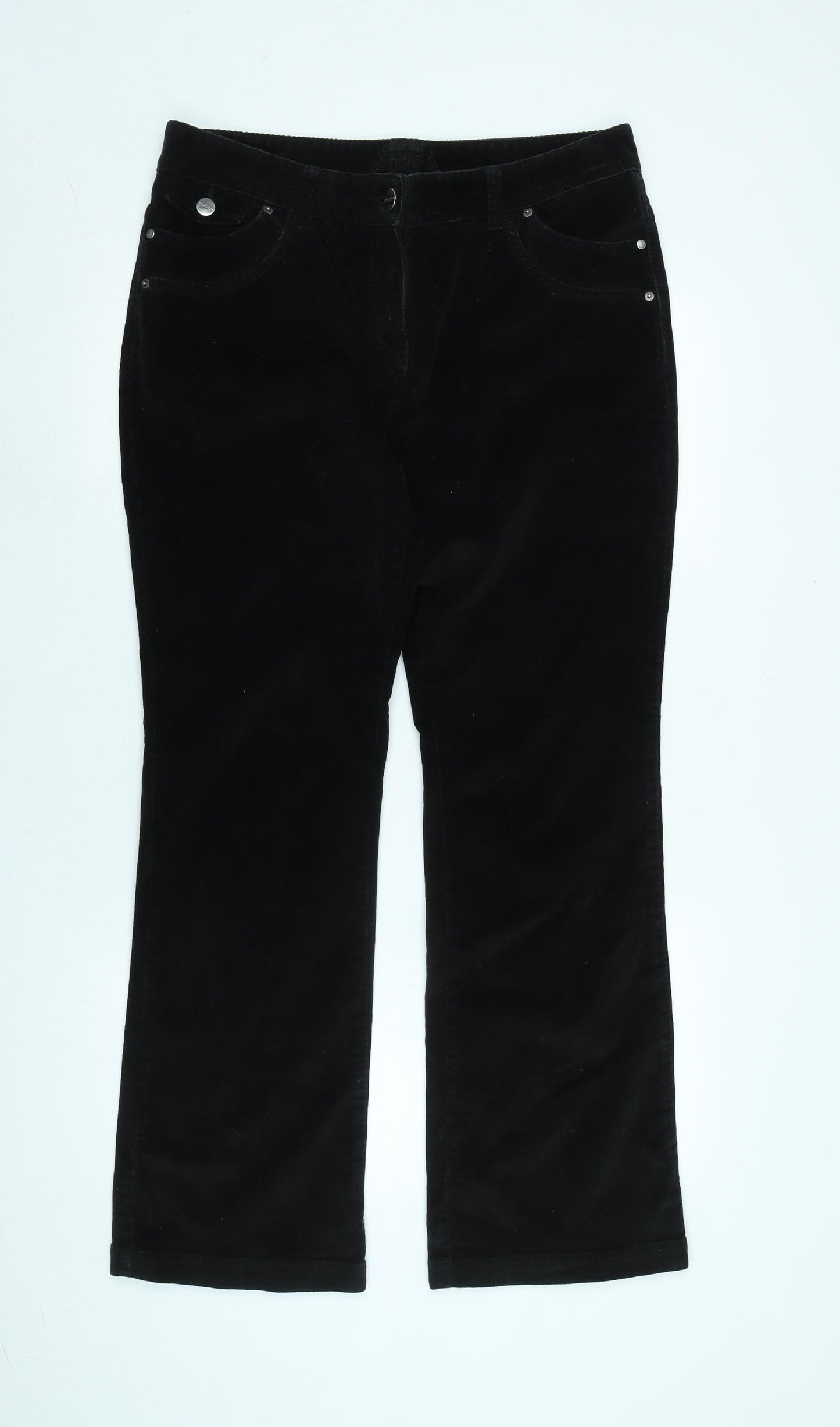 Cherokee Womens Black Cotton Trousers Size 14 L32 in Regular Zip