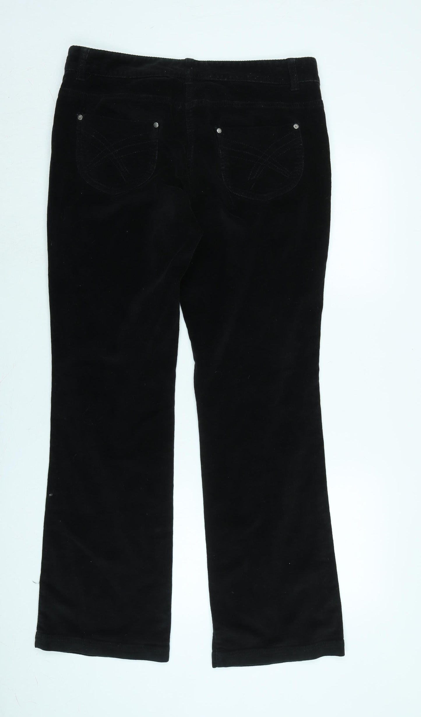 Cherokee Womens Black Cotton Trousers Size 14 L32 in Regular Zip