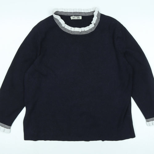 Hobbs Womens Blue Crew Neck Cotton Pullover Jumper Size 10