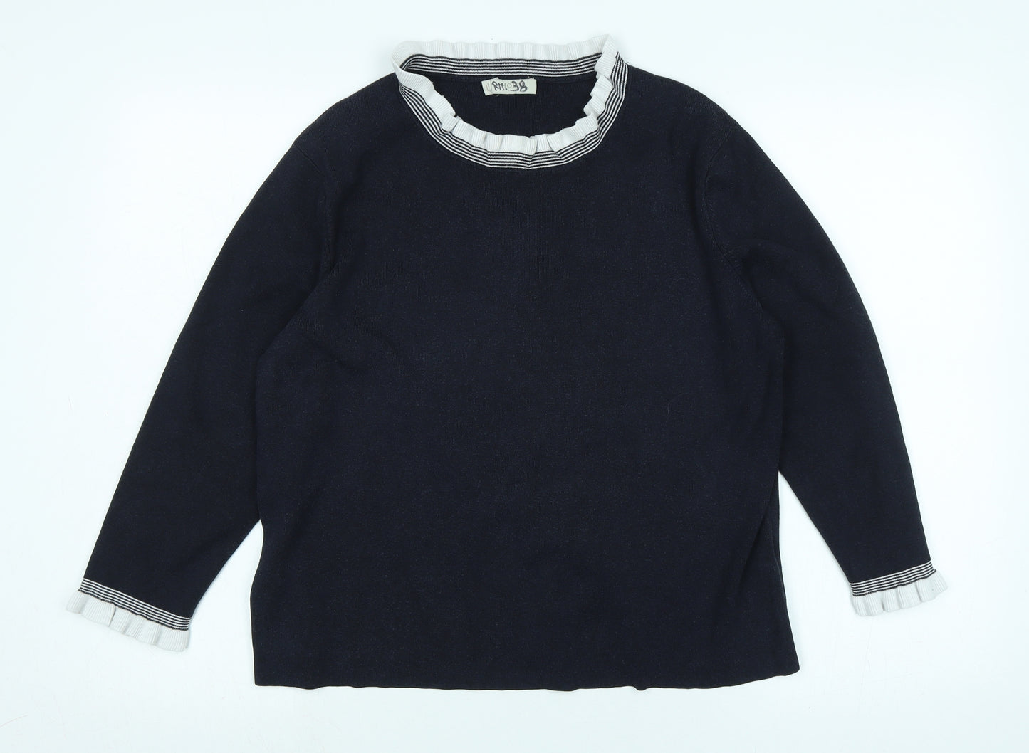 Hobbs Womens Blue Crew Neck Cotton Pullover Jumper Size 10