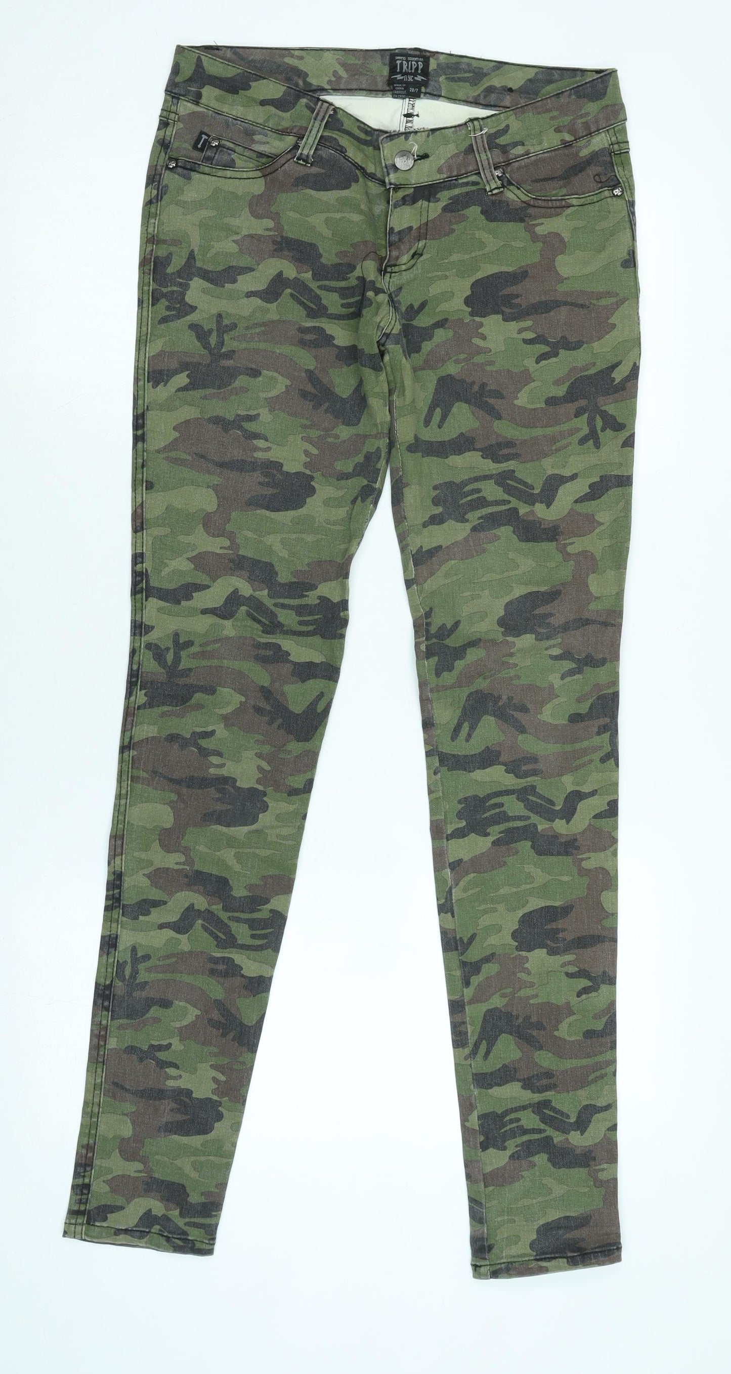 Tripp Womens Multicoloured Camouflage Cotton Blend Tapered Jeans Size 30 in L32 in Regular Zip