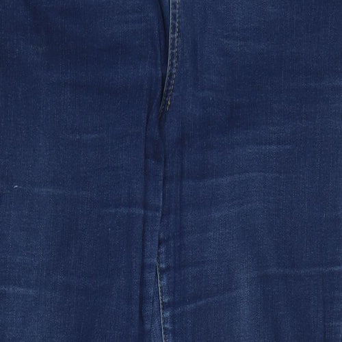 TU Womens Blue Cotton Blend Straight Jeans Size 14 L28 in Regular Zip