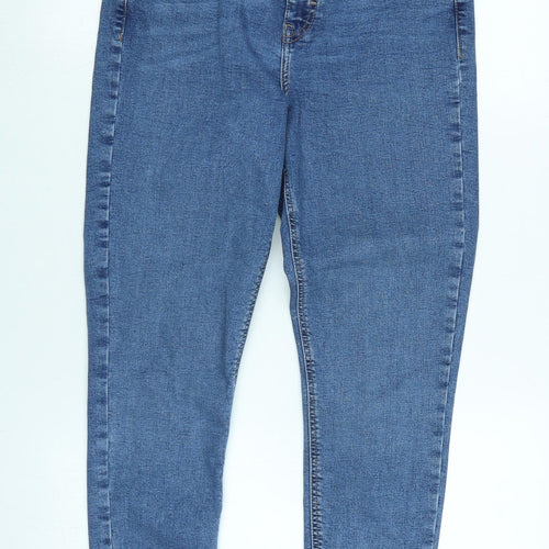 Topshop Womens Blue Cotton Blend Tapered Jeans Size 30 in L32 in Regular Zip