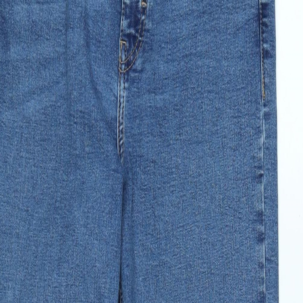 Topshop Womens Blue Cotton Blend Tapered Jeans Size 30 in L32 in Regular Zip