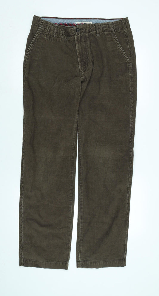 Heritage Mens Brown Cotton Trousers Size 34 in L33 in Regular Zip - Logo