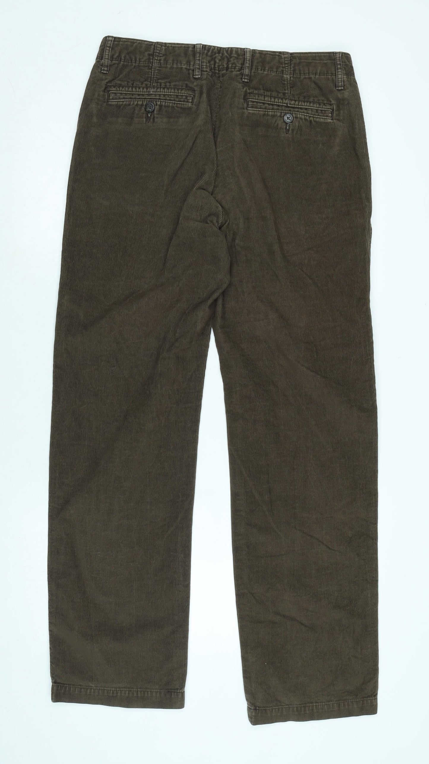 Heritage Mens Brown Cotton Trousers Size 34 in L33 in Regular Zip - Logo