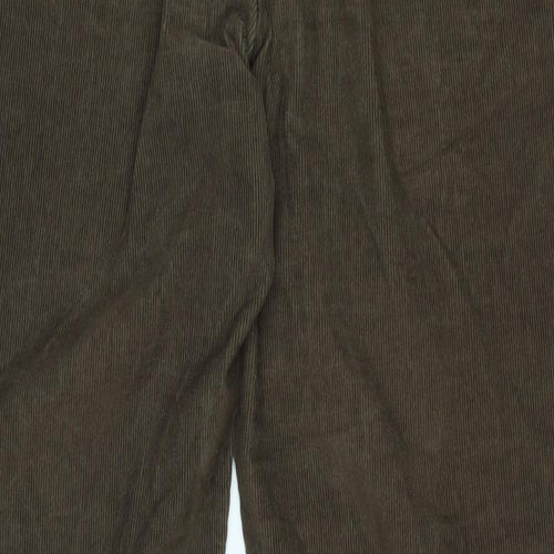 Heritage Mens Brown Cotton Trousers Size 34 in L33 in Regular Zip - Logo