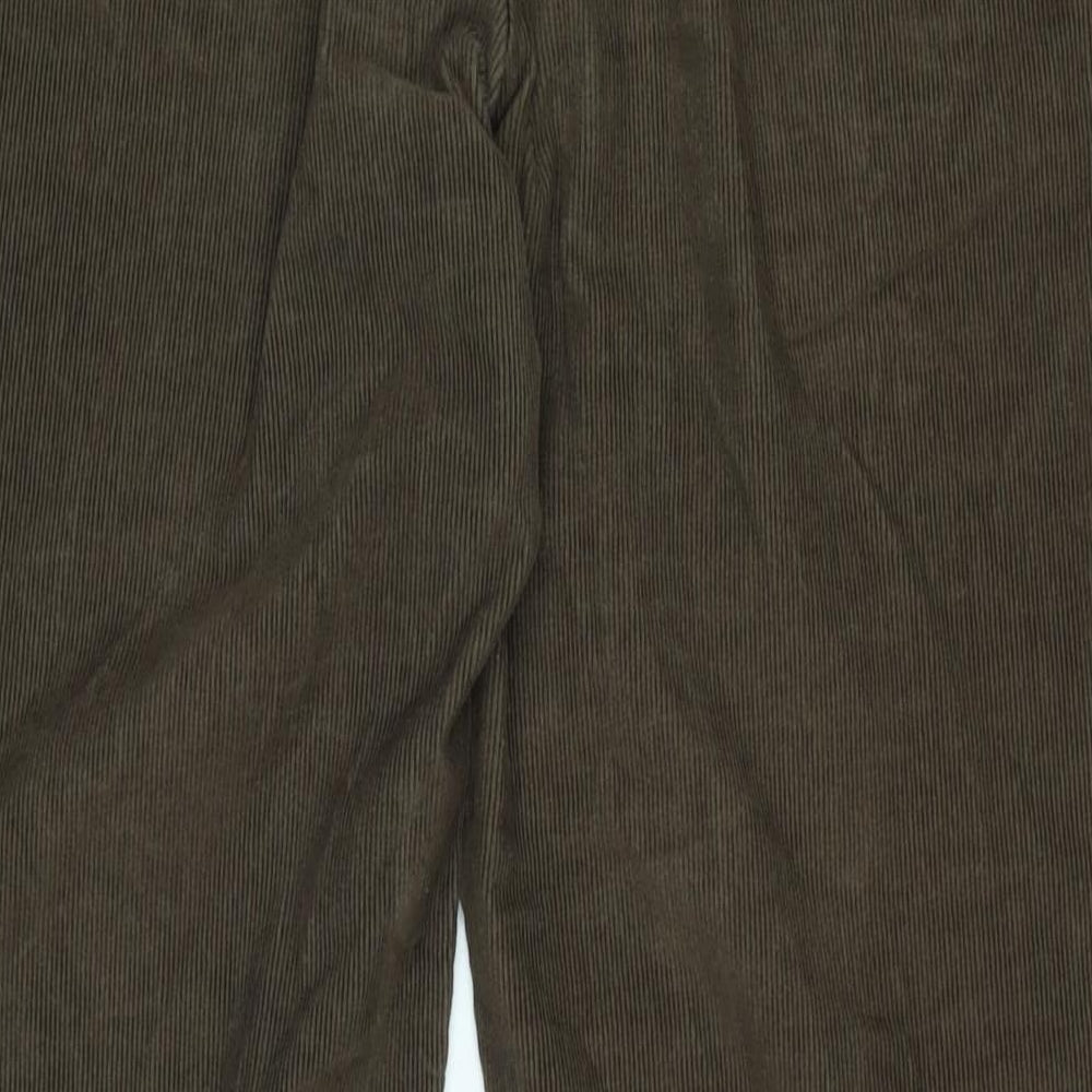 Heritage Mens Brown Cotton Trousers Size 34 in L33 in Regular Zip - Logo