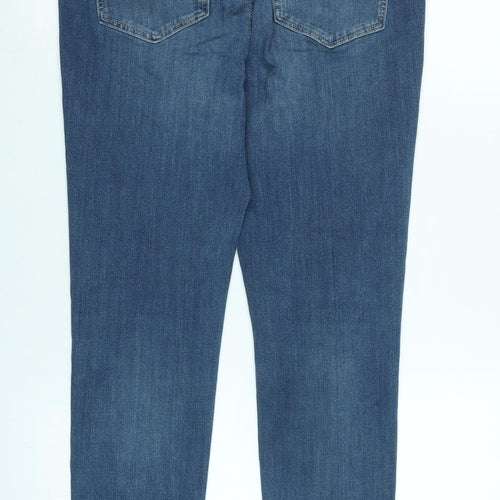 Marks and Spencer Womens Blue Cotton Blend Skinny Jeans Size 12 L28 in Regular Zip