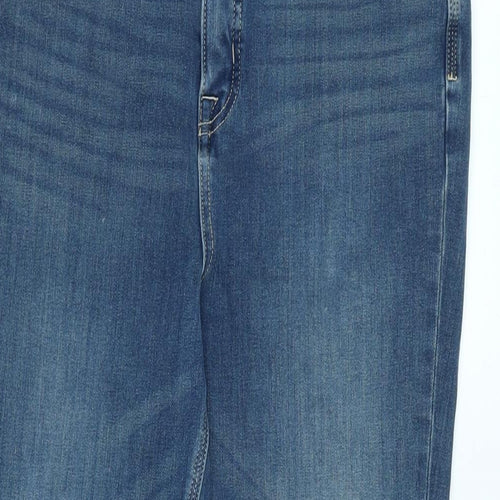 Marks and Spencer Womens Blue Cotton Blend Skinny Jeans Size 12 L28 in Regular Zip