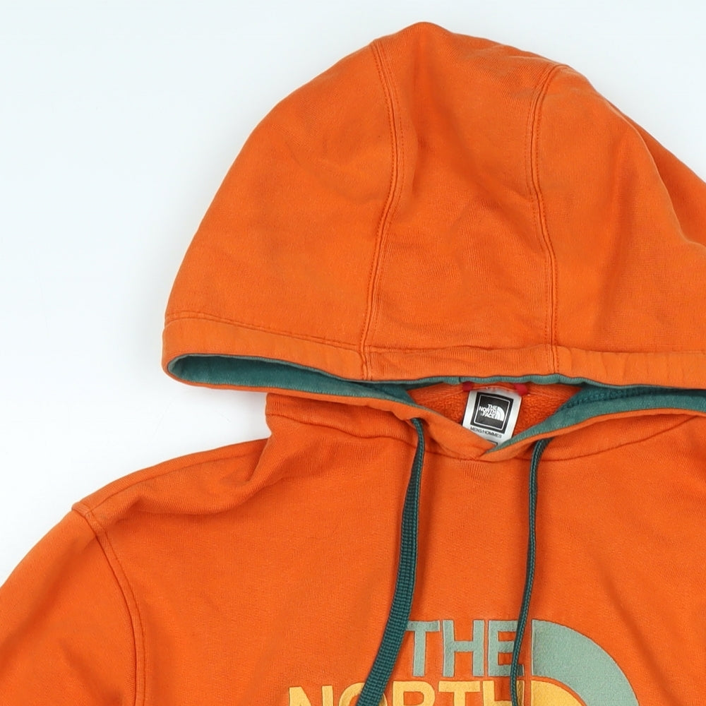 The North Face Mens Orange Polyester Pullover Hoodie Size M - Logo