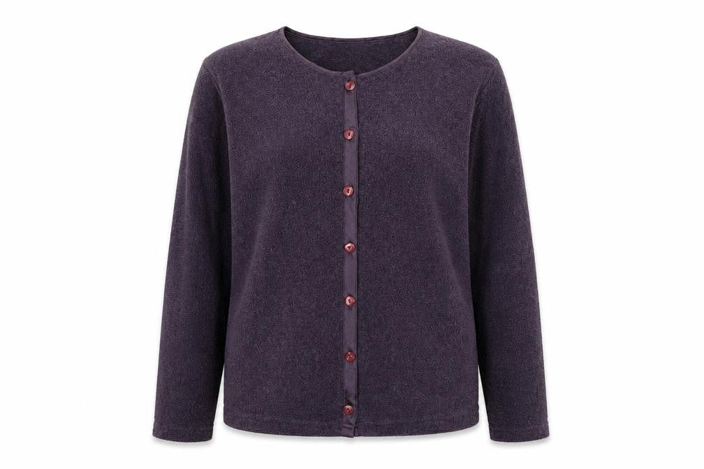 Holmewood Womens Purple Crew Neck Polyester Cardigan Jumper Size S