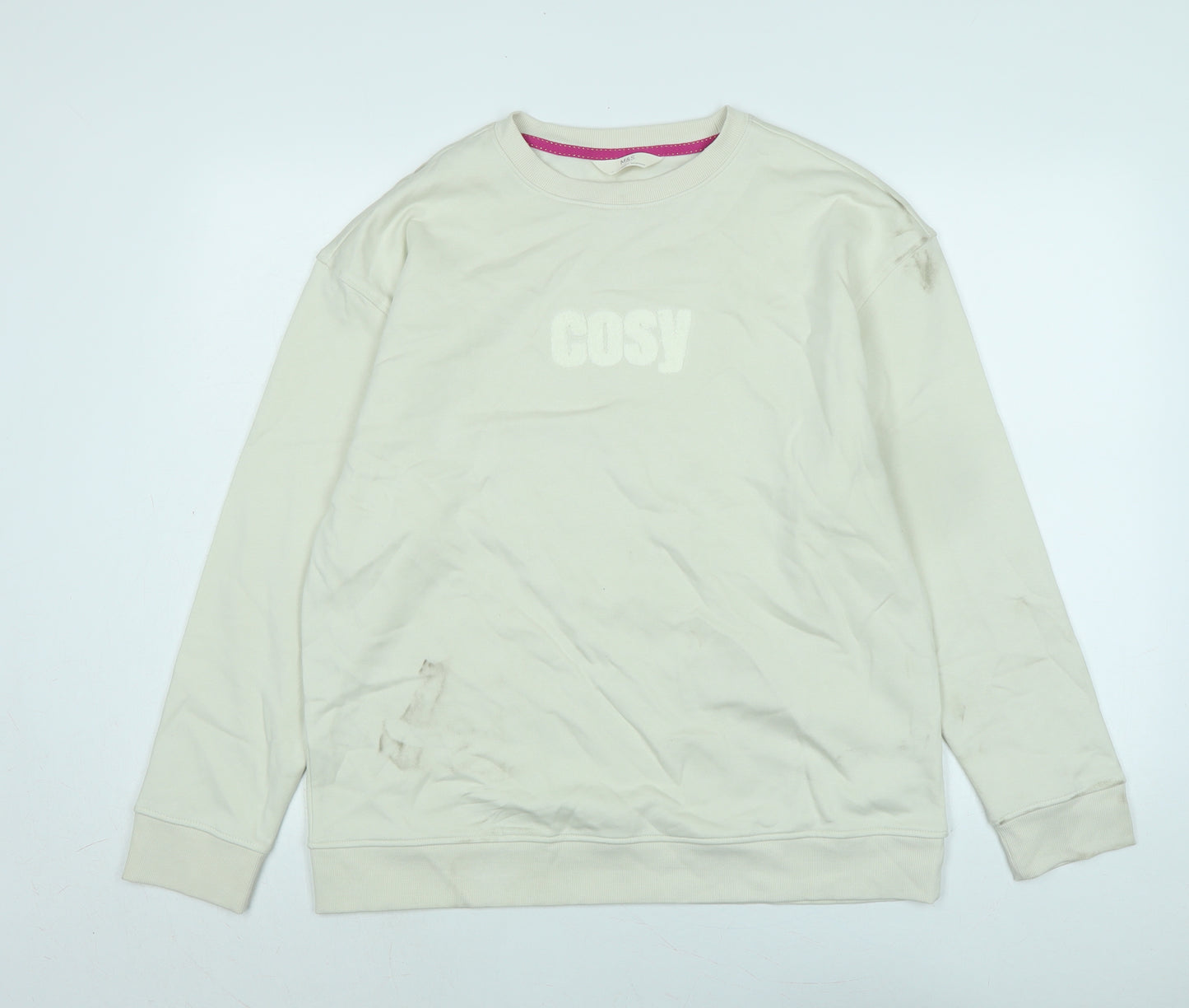 Marks and Spencer Womens Ivory Polyester Pullover Sweatshirt Size 14