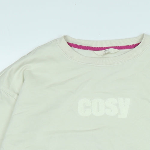 Marks and Spencer Womens Ivory Polyester Pullover Sweatshirt Size 14