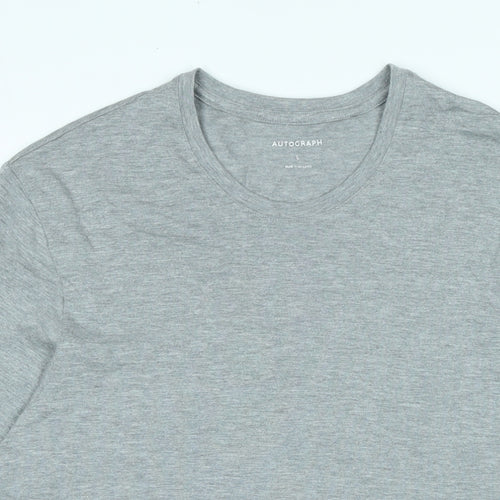 Autograph Womens Grey Cotton Basic T-Shirt Size L Crew Neck