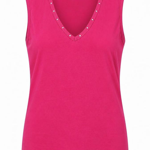Dorothy Perkins Womens Purple Cotton Basic Tank Size 12 V-Neck - Faux gemstones detail .
