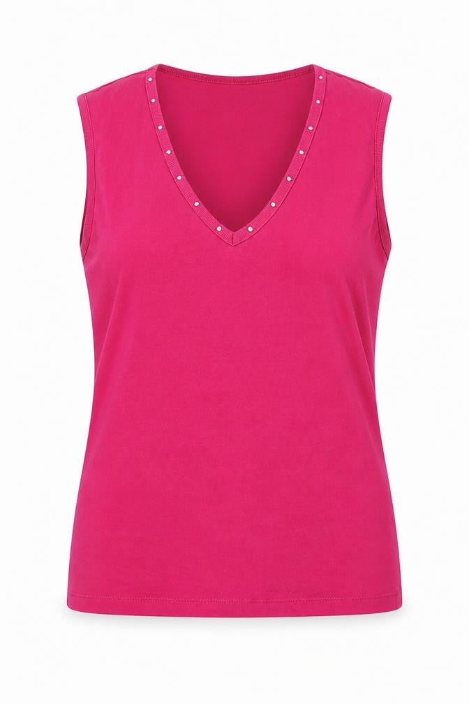 Dorothy Perkins Womens Purple Cotton Basic Tank Size 12 V-Neck - Faux gemstones detail .