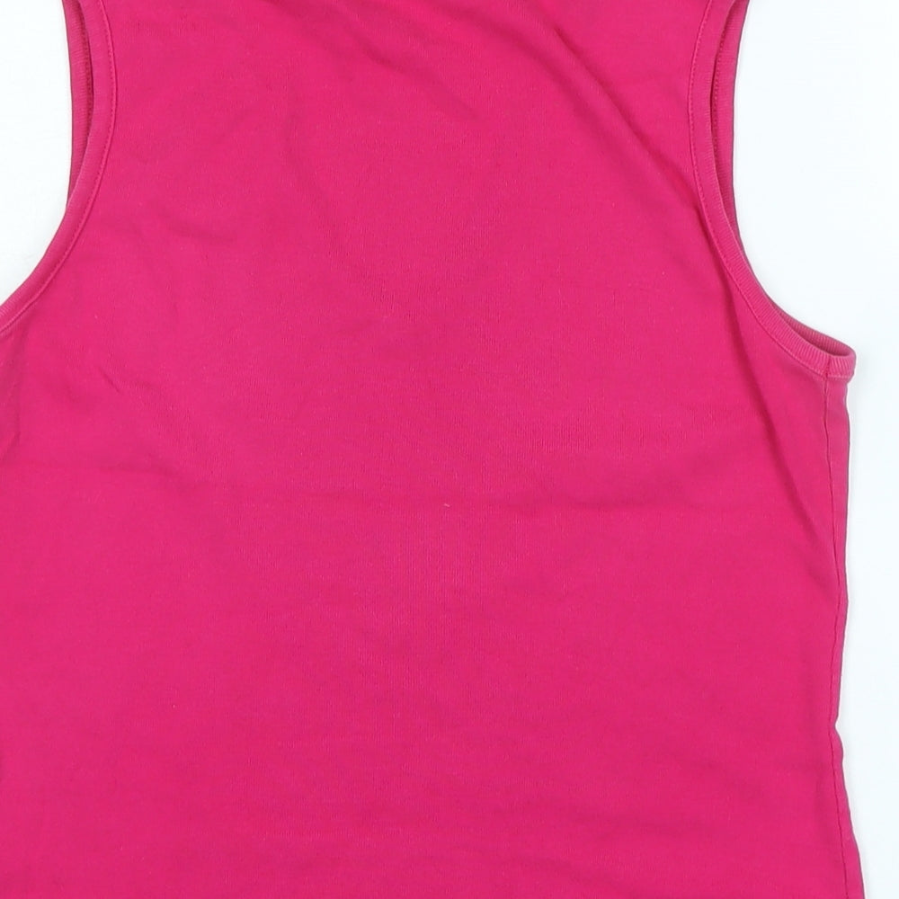 Dorothy Perkins Womens Purple Cotton Basic Tank Size 12 V-Neck - Faux gemstones detail .