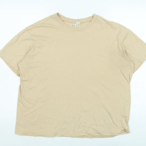 Divided Womens Beige Cotton Basic T-Shirt Size M Crew Neck