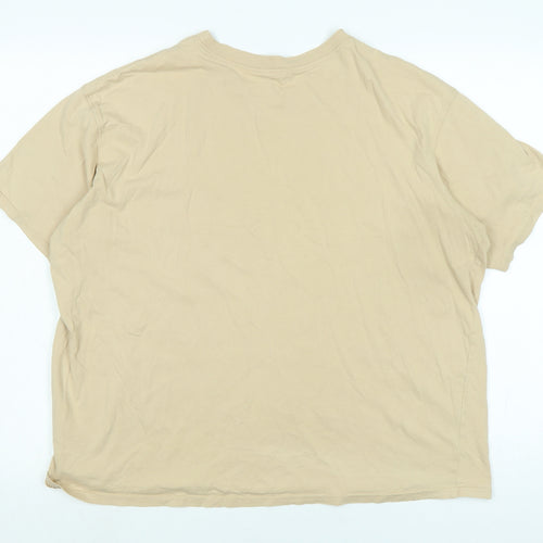 Divided Womens Beige Cotton Basic T-Shirt Size M Crew Neck